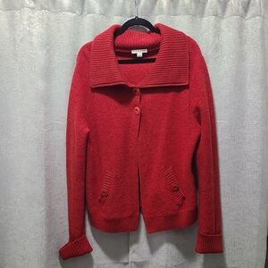 Pendleton Red Collared‎ Merino Wool Cardigan XL